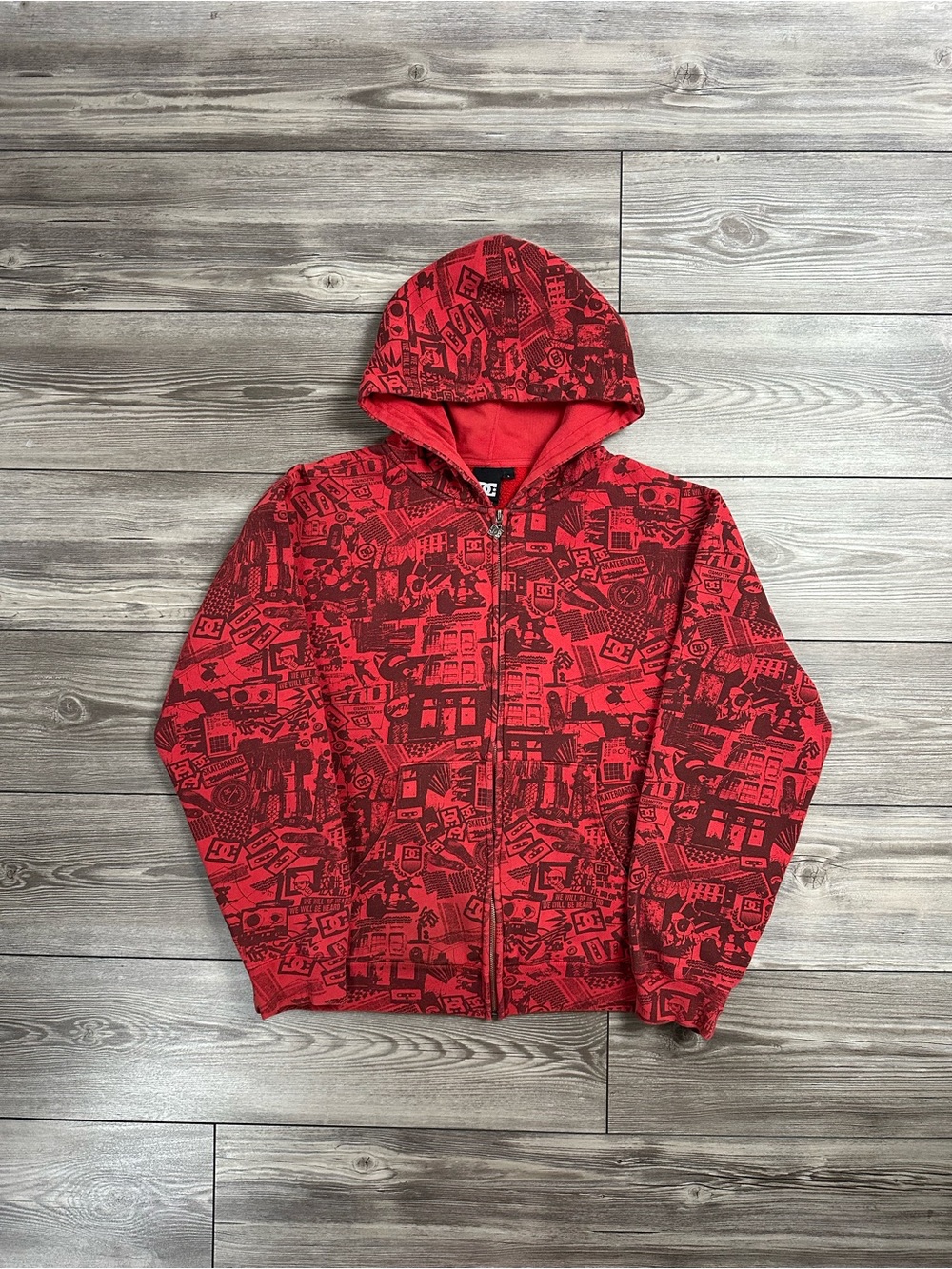 Y2K AOP DC Shoes Skate Zip-Up Hoodie